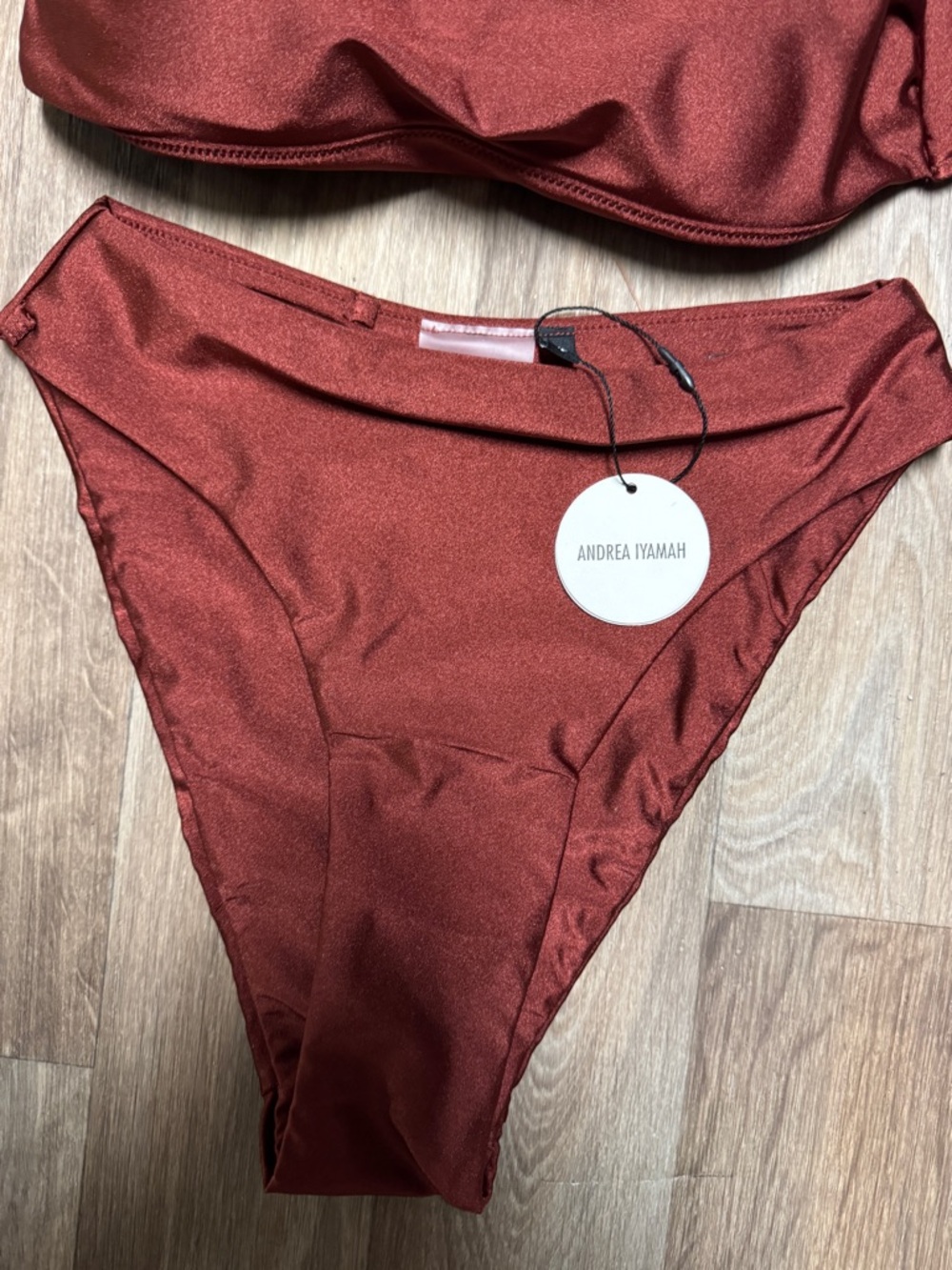 Andrea Iyamah Rust Red High-Cut Bikini Bottom